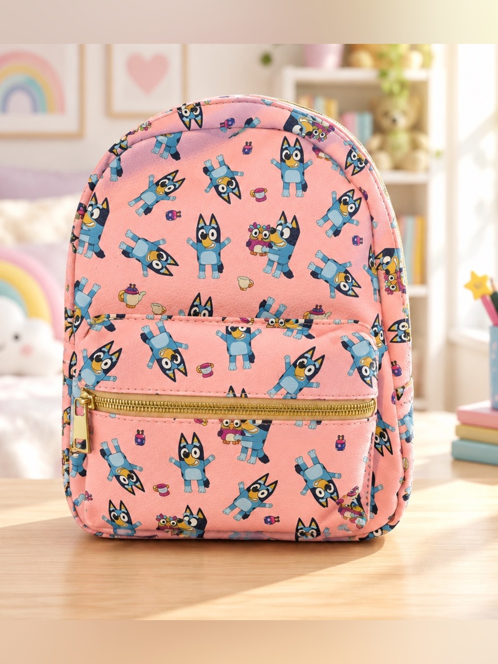 NWT Toddler Child Bluey Mini Backpack Dusty Pink Faux Leather